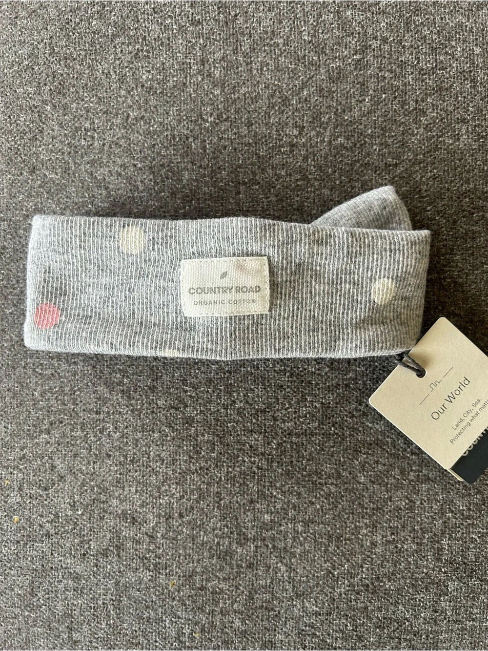 Country Road Gray Knit Polka Dot Knot Headband